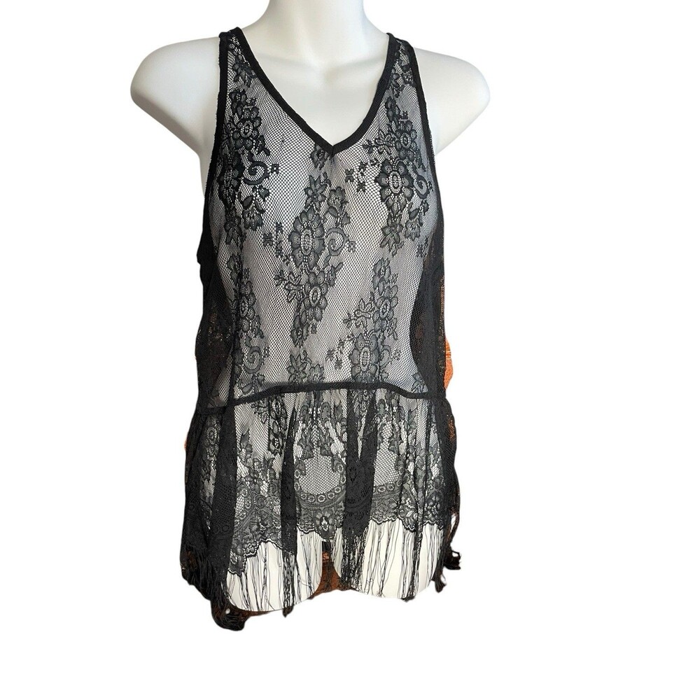 Molly Bracken Black Lace And Fringed SZ M